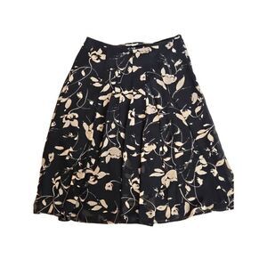 Talbots Womens Black Tan Floral Lined Full Skirt 16 Petite